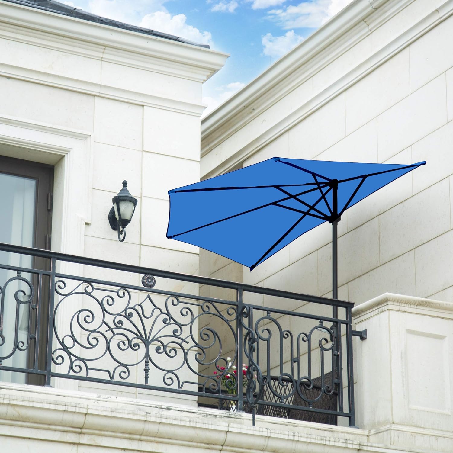 WO Home Furniture Half 9 Ft Market Umbrella for Patio Outdoor Balcony