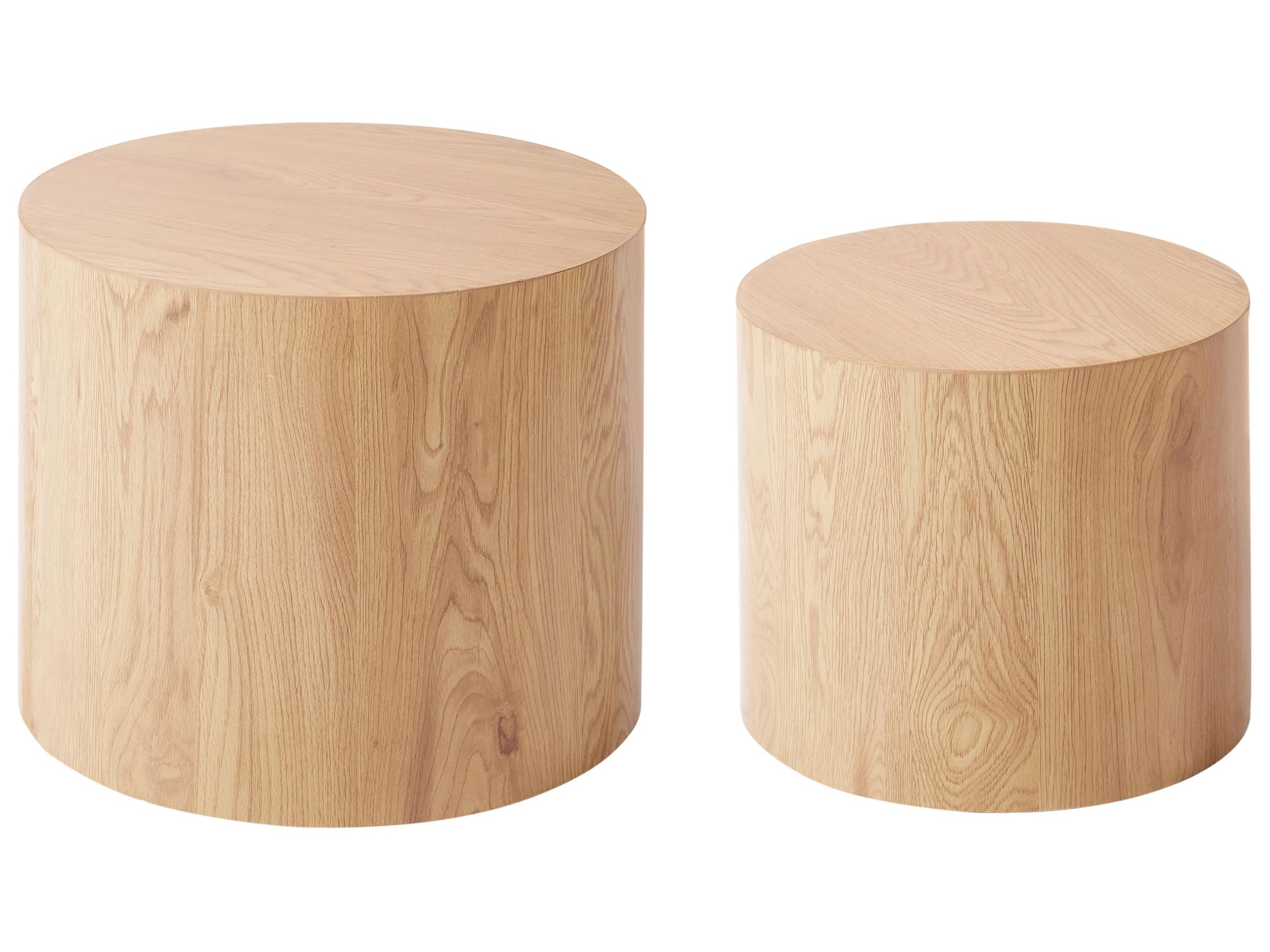 Beliani Couchtisch 2er Set Rund Japandi Stil aus MDF Hellbraun Manti