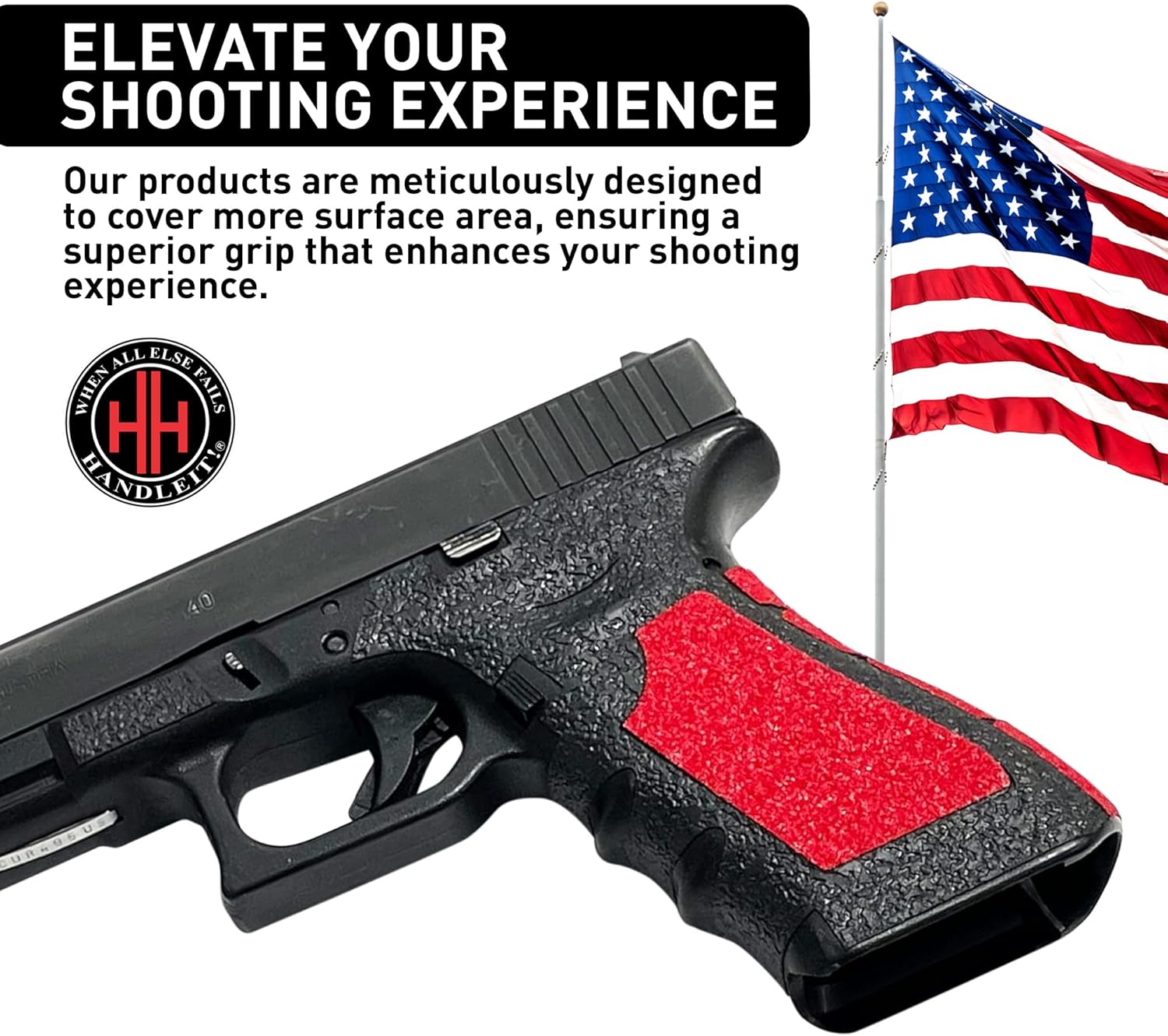 Handleitgrips Gun Grip Tape Compatible with Glock 17, 22, 34, 35 Gen 5 - Textured Pistol Grip Tape, Easy Installation, Superior Comfort and Control, Gun Skins & Accessories, Veteran Owned, Made in USA