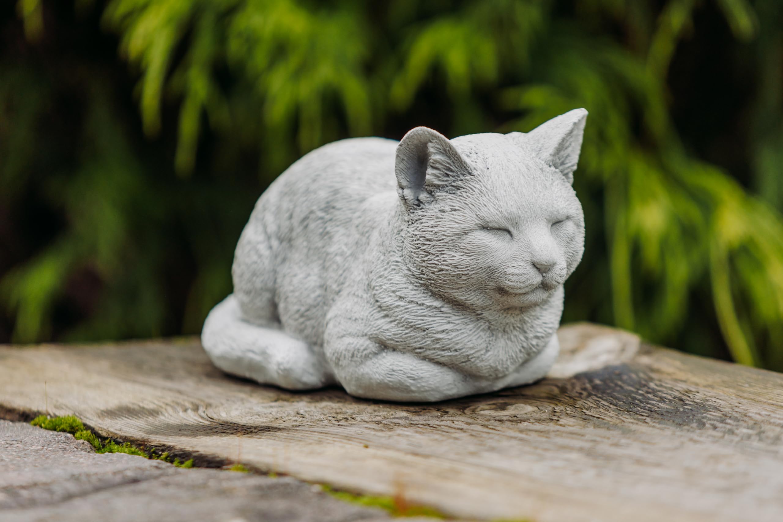 Petit Chat Couché En Pierre - Hauteur : 11 Cm - 2 Kg - Résistant Au Gel - Pour L'extérieur - Gris, D1150