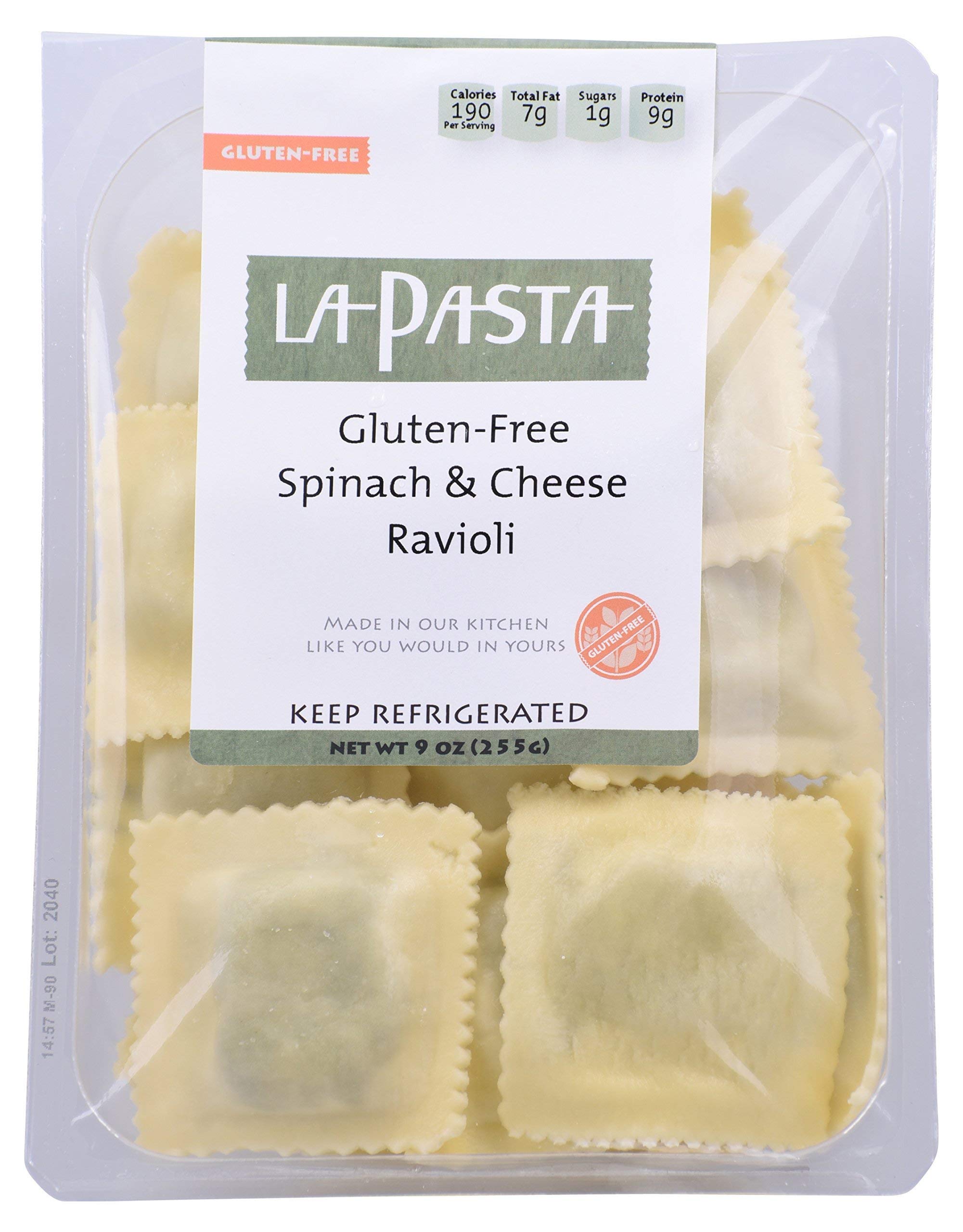LA PASTA GLUTEN FREE SPINACH & CHEESE RAVIOLI, 9 oz