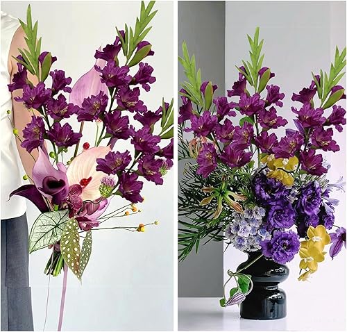 Miniatura 9 de Raxcelivia Paquete de 6 plantas artificiales de orquídeas artificiales de seda, jarrón largo para cocina, hogar, jardín, fiesta, decoración de boda