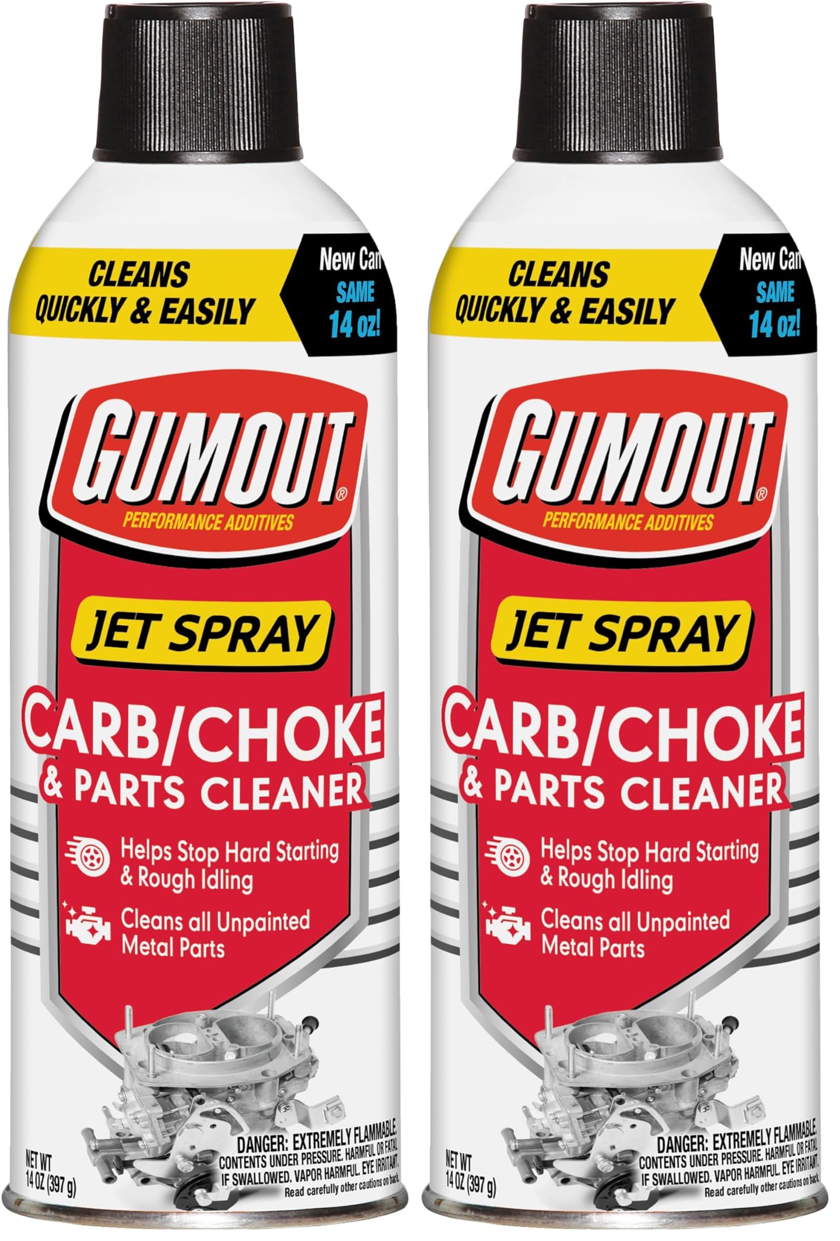 Gumout 800002231 Carb/Choke Carburetor Cleaner Spray, Carb Intake Valve Cleaner, Cleans Gum, Varnish &amp; Dirt Inside &amp; Outside Carburetor Chamber &amp; Prevents Future Build Up 14Oz. (Pack of 2)
