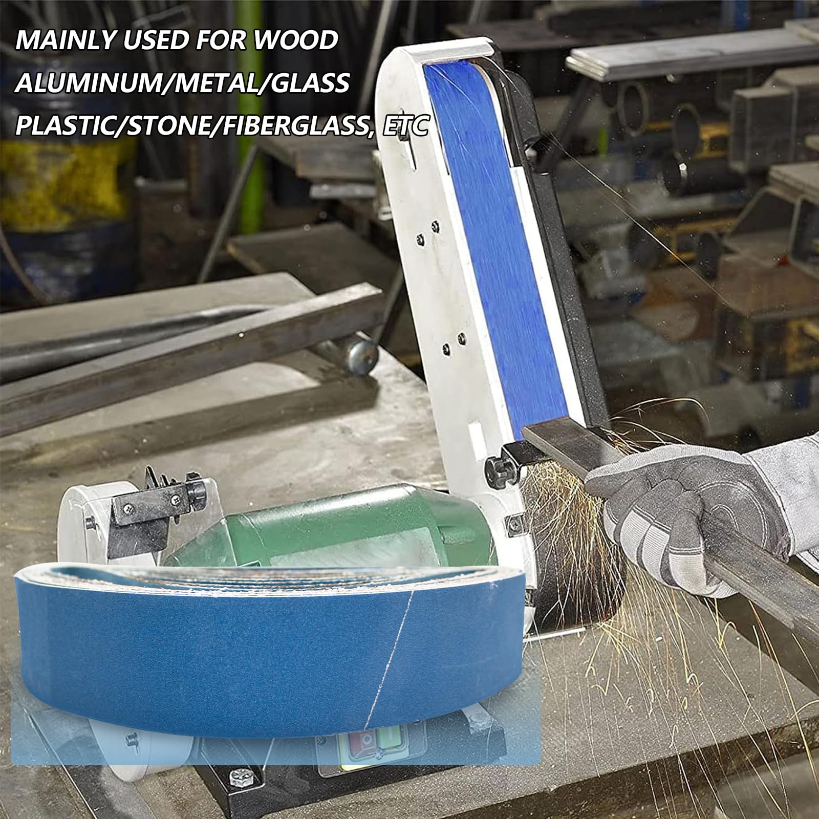 FEIHU Bandes abrasives métalliques 50 x 686 mm. Jeu de bandes abrasives. 2 x 60/80/80/100/120/240/320 pour ponceuse à bande d'établi. Pour le ponçage, le décalaminage et le polissage (12 pièces)