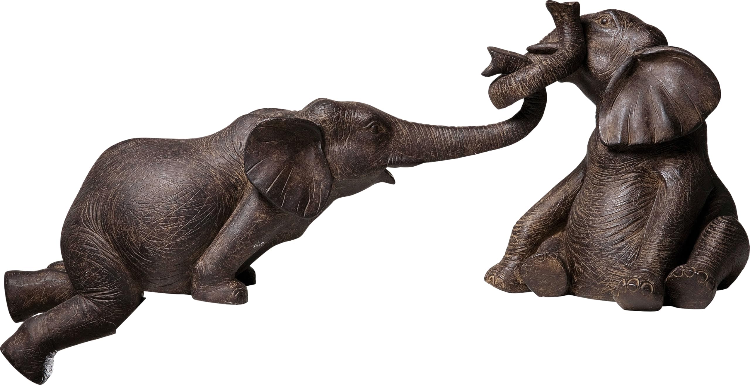 Design Deco Figurine Elefant Zirkus, Brown, Set of Two, Handmade, Animal Sculpture, Room Decor, Home Decor for Bedroom, Living Room, 22x54x18 cm (H/W/D)