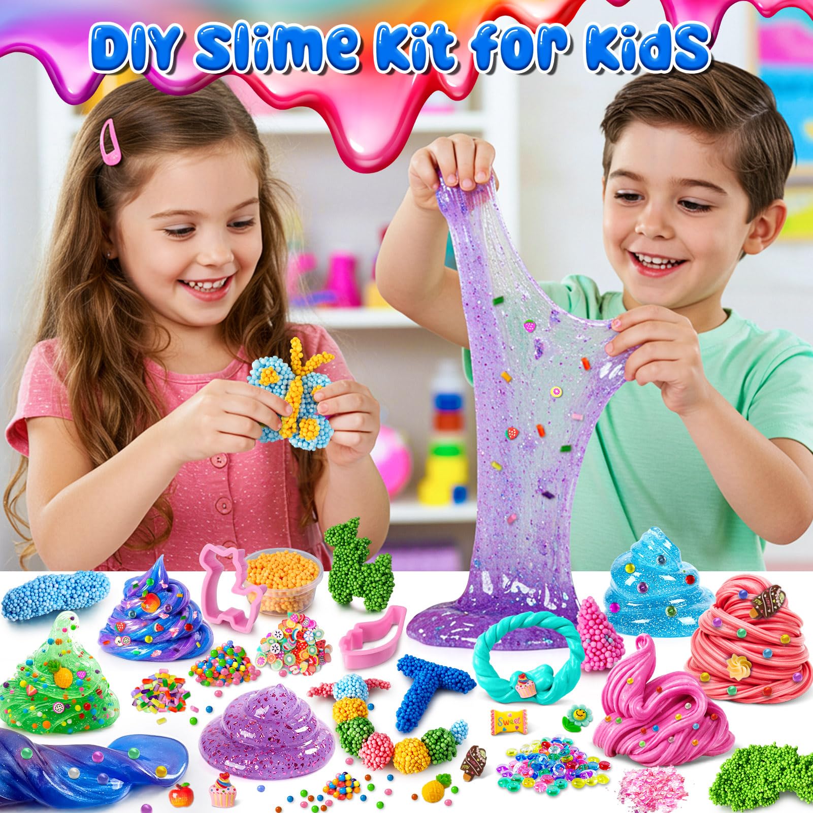 20 Pack Slime Kit for Girls & Boys, Premade Slime for Kids Ultimate DIY Party Crafts Set including 4 Types Slime of Clear - Image 7