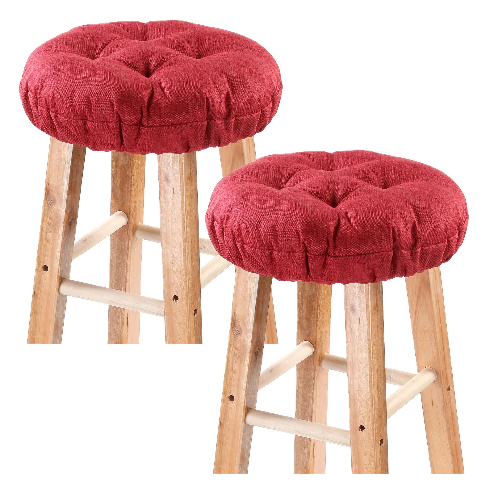 Bar Stool Covers Set of 2, Stool Covers Round with Elastic Band Pad, Soft Stool Seat Covers, Nonslip and Washable, 12 Inch, Wine Red