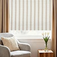 Vista 2 de LETAU Persianas romanas de madera sin cordón para ventana, persianas de bambú con filtro de luz para interiores, hogar, oficina, cocina, patrón 1