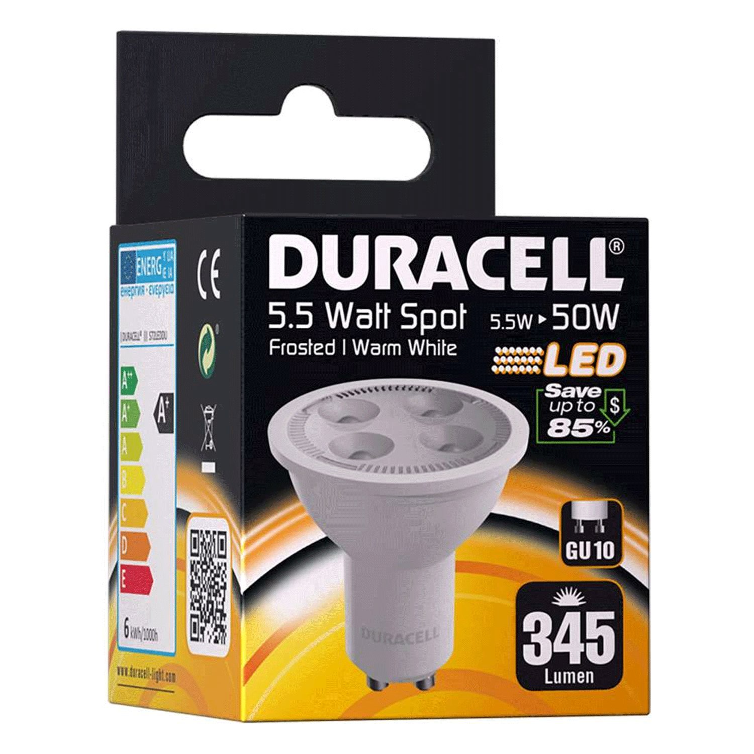 Duracell LED Light Bulb, GU10, 5.3 W [Energy Class A+]