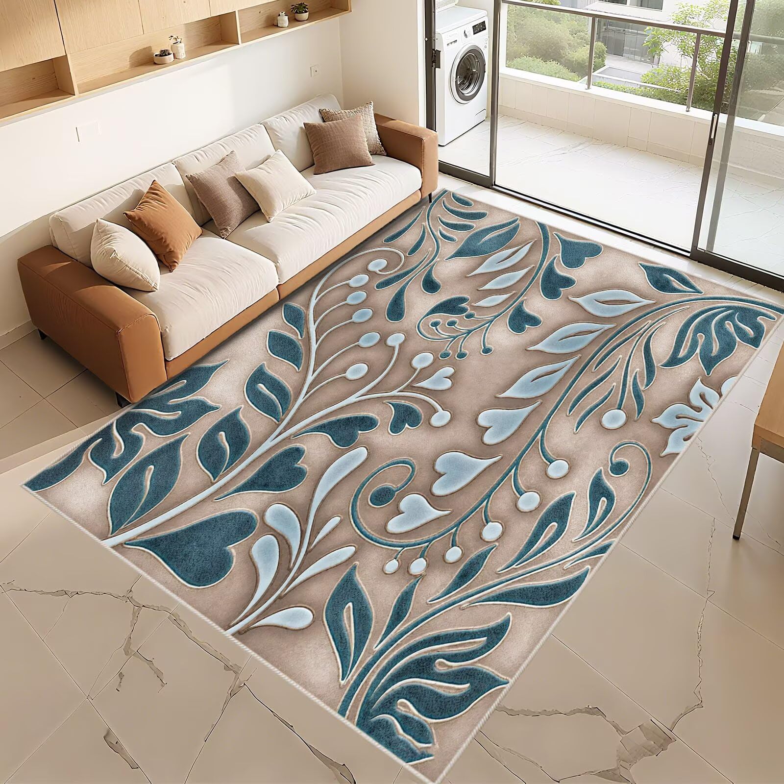 Tapis anti poussière bleu 80x120cm fini les sols sales dans le salon