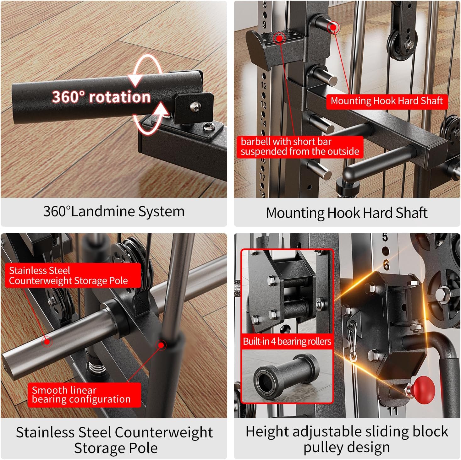 XGSW XINGESIWR XGSW Multi-Purpose Squat Rack – Smith Machine with Cable Crossover System - Image 4