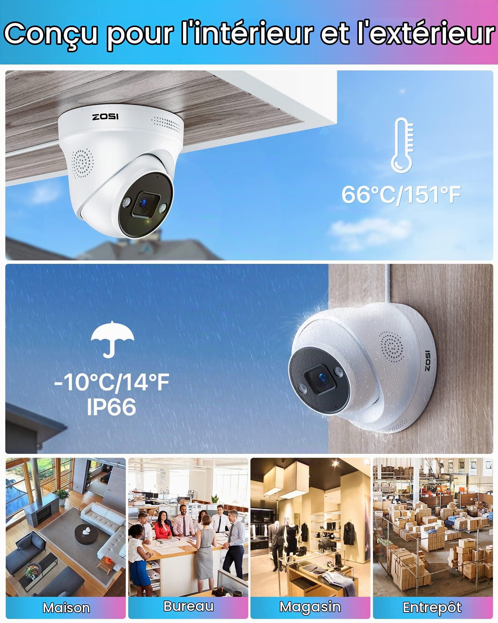 ZOSI Kit Vidéo Surveillance 4K PoE 5MP 3K Caméra avec NVR 8CH 2TB HDD