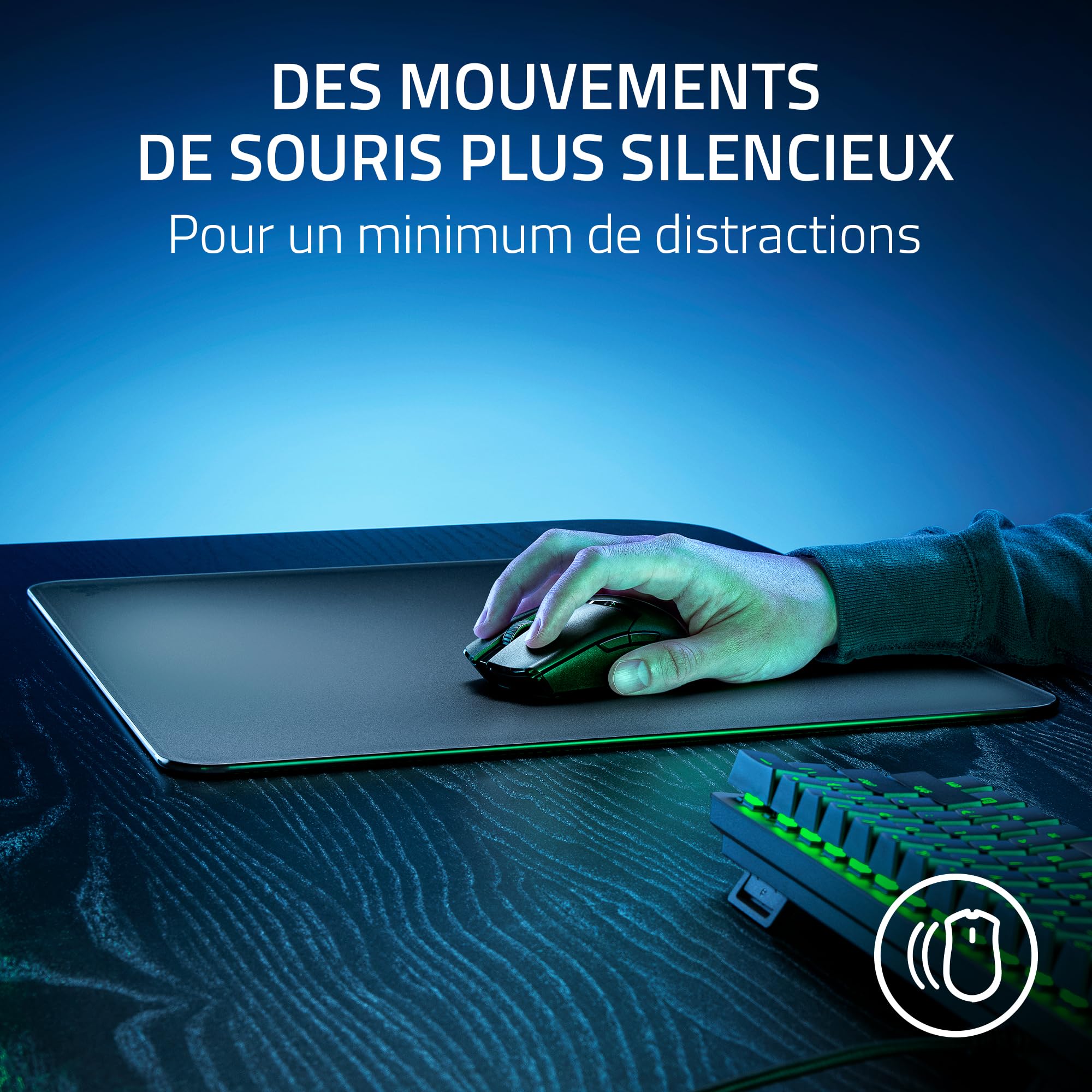 Razer Atlas - Tapis de Souris en Verre (Verre trempé de Qualité Supérieure, Surface Ultra Lisse & Micro-découpée, Résistant à la Saleté et aux Rayures, Mouvements Silencieux, Base Antidérapante) Noir