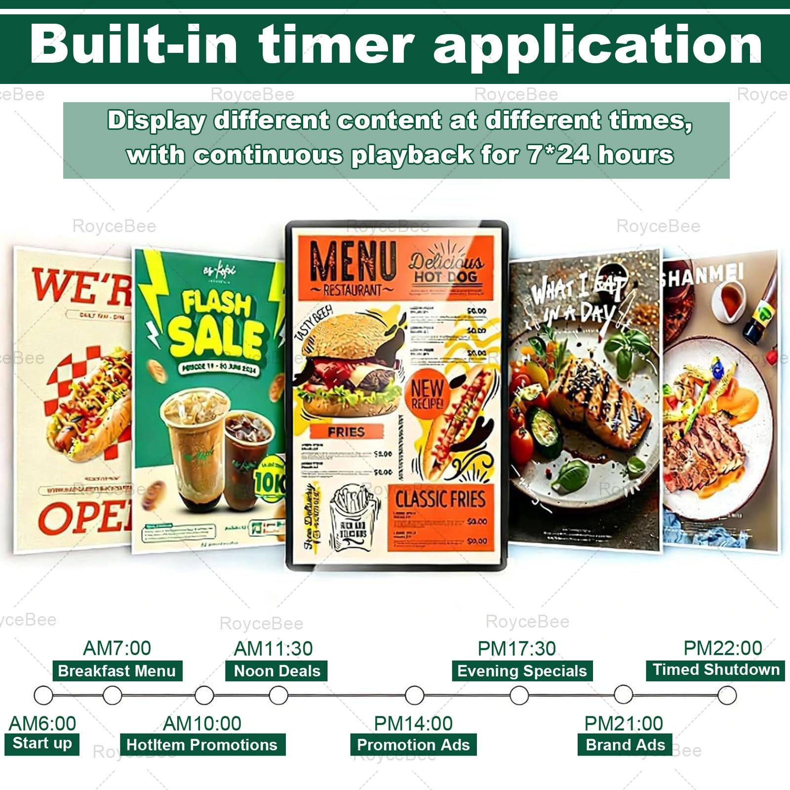 Ekran ścienny z systemem Android 1080P HD, 18,5 cala, 21,5 cala, 27-calowy wyświetlacz reklamowy WiFi, 178° ultraszeroki kąt IPS, poziomy i pionowy do kawiarni i sklepów 21.5in
