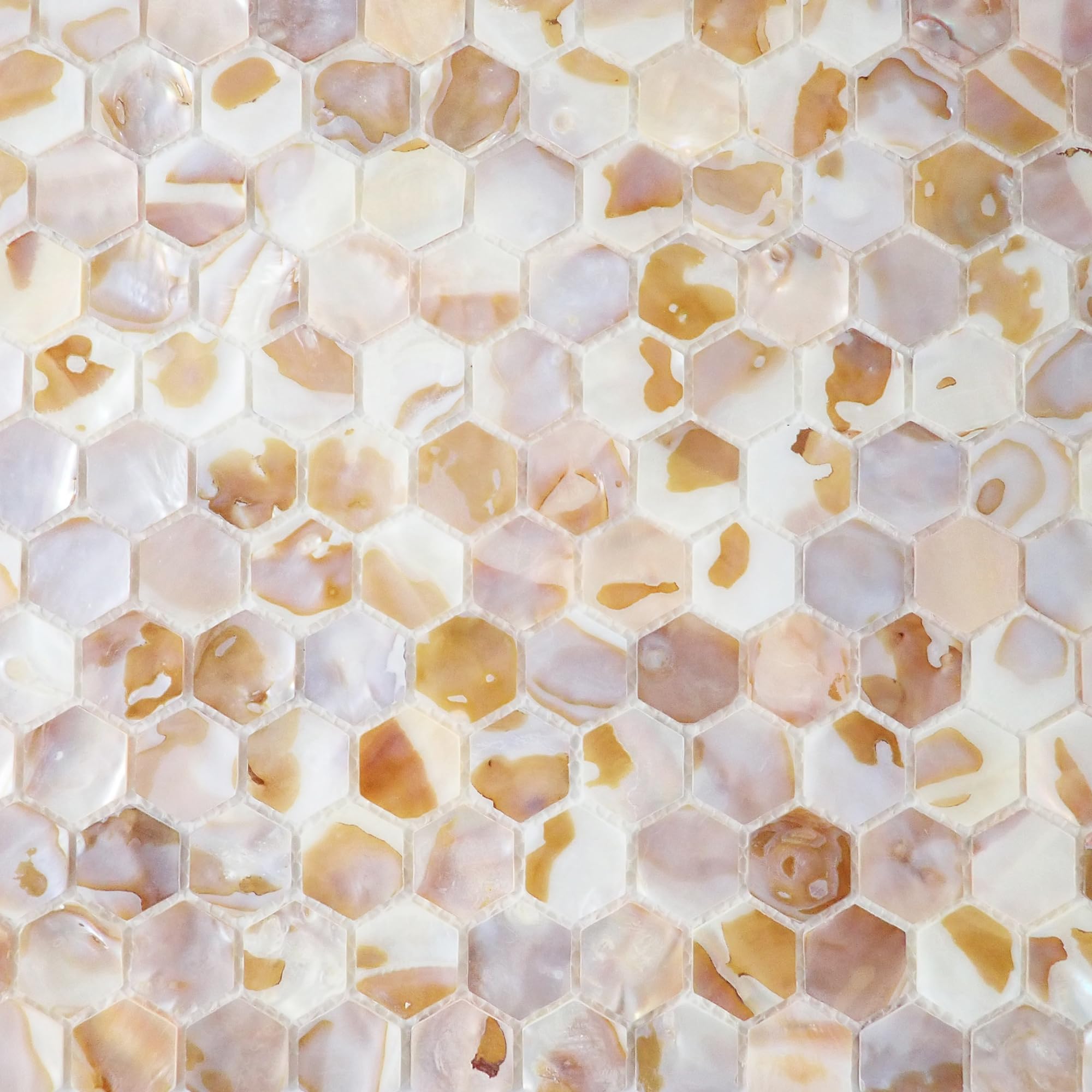 Incudo Natural Mother of Pearl Hexagon Mosaic Tile - 285x295mm, Mesh Backing