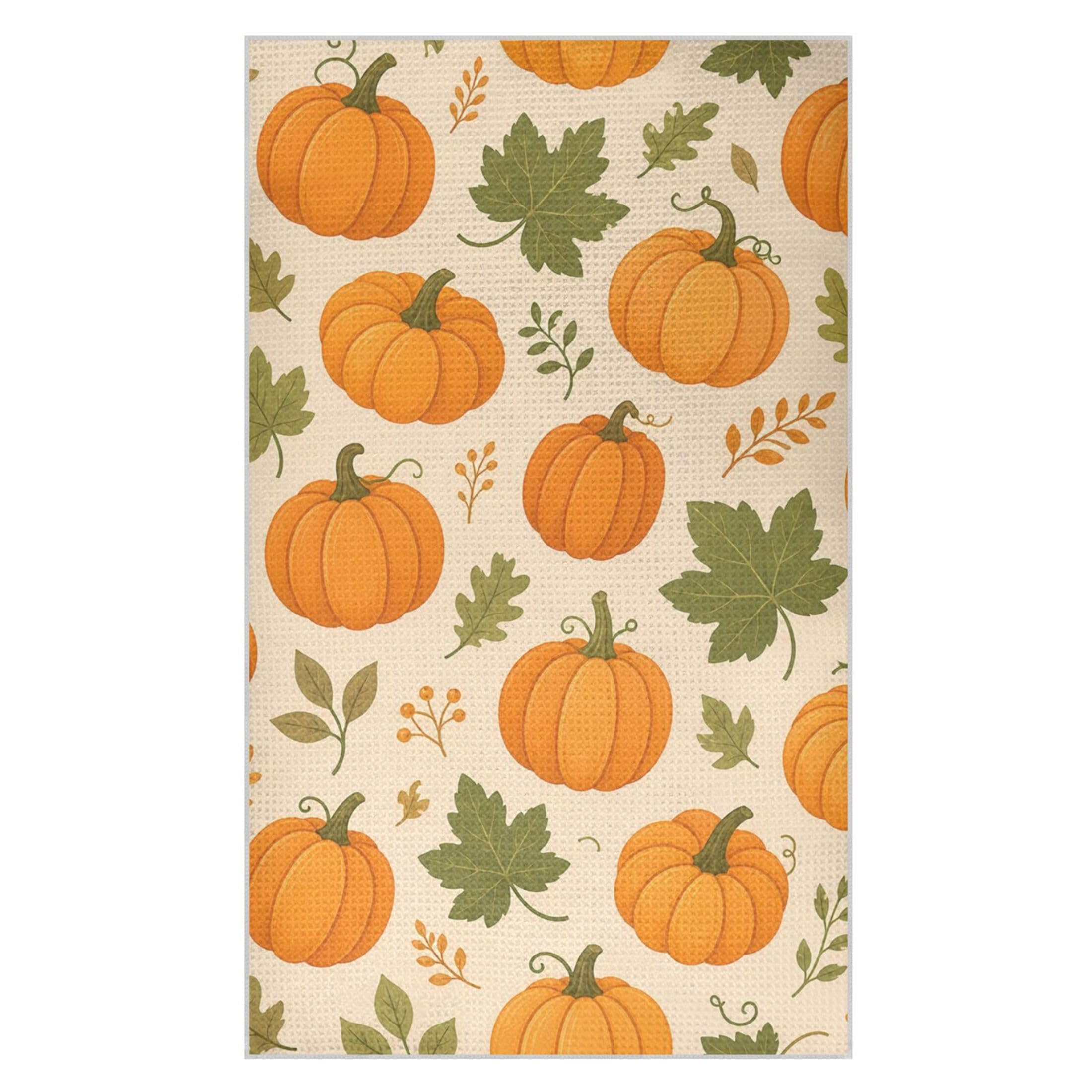 Kutsu Pumpkins Waffle Weave Kitchen Towels Absorbent Quick Drying Dish Towels for Kitchen, Decorative Tea Towel, 18x30 in