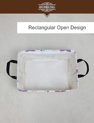 Miniatura 7 de HUNRUNG Cesta rectangular de almacenamiento de lona, bonita cesta organizadora de lona para juguetes de mascotas, niños, libros, ropa, perfecta para