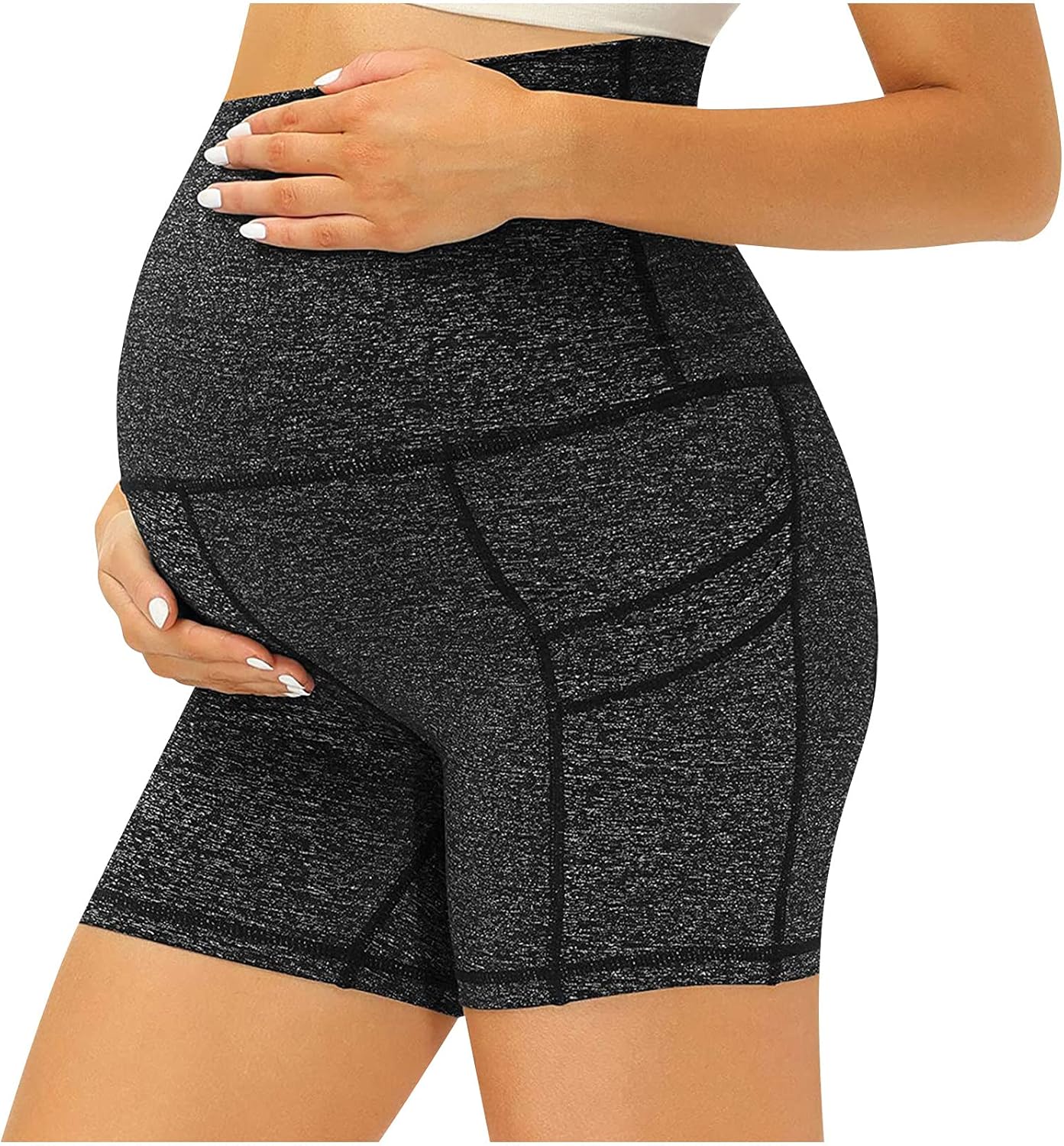Women Maternity Yoga Pants Belly Lift Short Trousers with Side Pockets Versatile Soft Comfortable Pregnant Leggings at  Women’s Clothing store