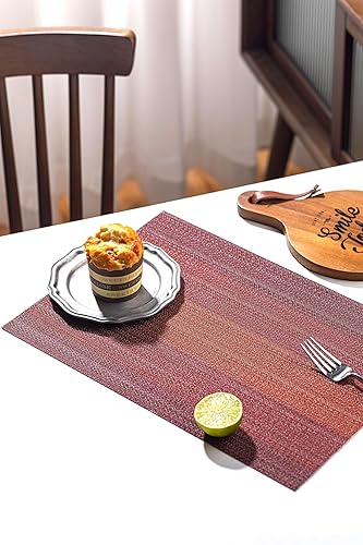 Miniatura 185 de LEXMORE Juego de 6 manteles individuales tejidos de vinilo/plástico para mesa de cocina, interior/exterior, lavables, manteles individuales lavables