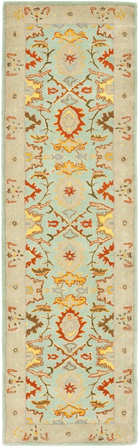 Light Blue and Ivory Hand-Tufted Wool 4' x 6' Area Rug