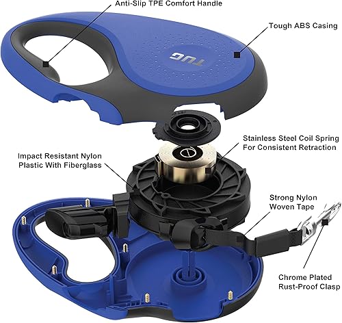 Miniatura 3 de TUG - Correa retráctil 360 para perros, libre de enredos, mango antideslizante, nailon resistente de 16 pies, freno de una sola mano, pausa y