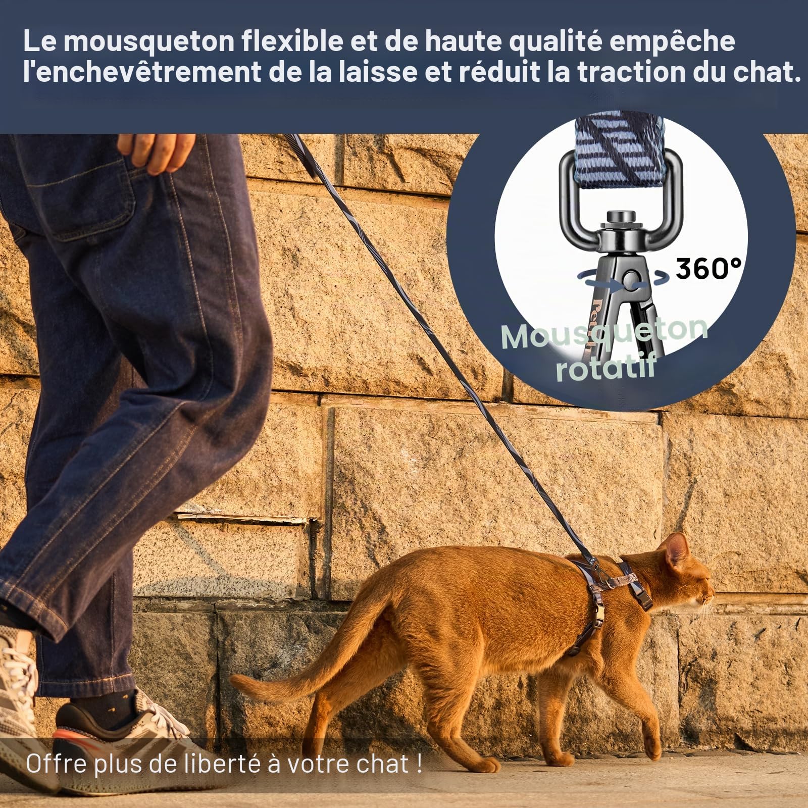 Ensemble de harnais et de laisse pour chat - Harnais anti-fuite réglable, confortable, doux et léger, sûr et facile à utiliser, Harnais de promenade et de voyage pour chaton pour chats de petite