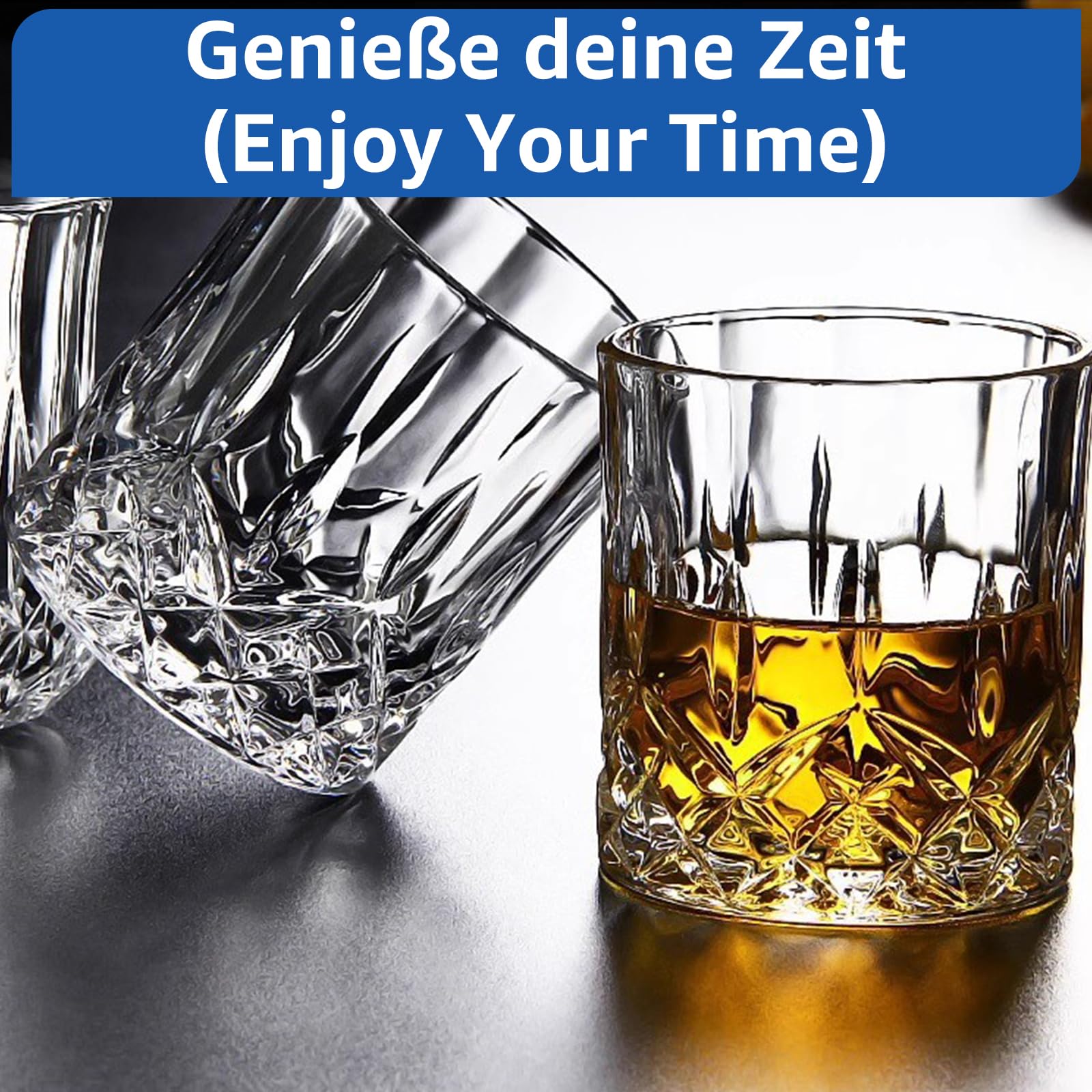 18 Stück Whisky Gläser, Whiskey Gläser 200ml, Kristallgläser mit Relieff, Tumbler Glas, Wiskeygläser- set, Whisky Glas Whyskigläserset Whiskey Glaser für Scotch, Bourbon, Cognac, Wodka und Likör