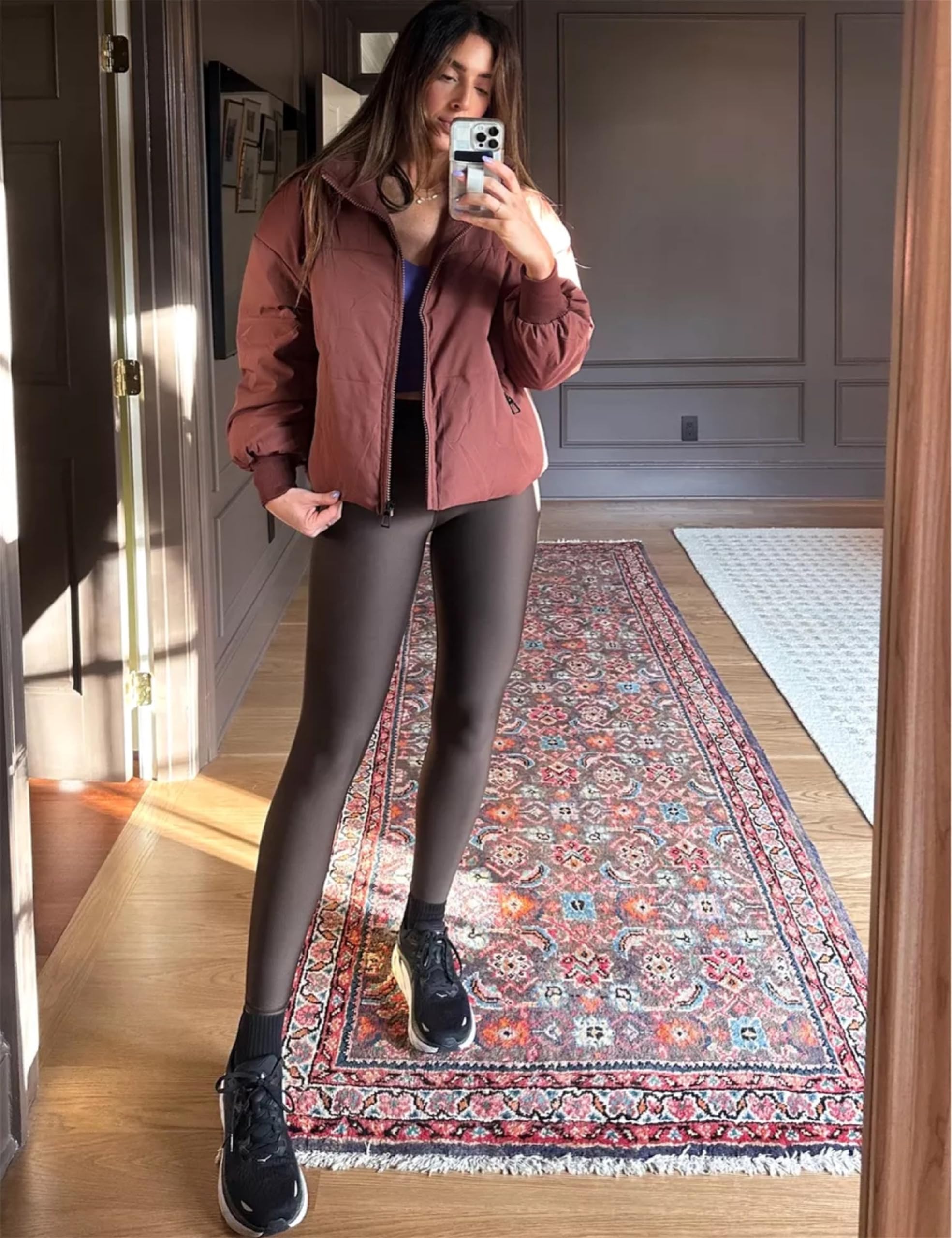 Lianlive Womens Cropped Puffer Jacket Oversized Black Short Puffy Winter Coat