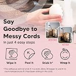 2-Pack Patented Heat-Resistant Cord Organizer for Appliances, Kitchen, Computers & More | Stick-On Cord Wrappers with Flexible Base, Secure Scalloped Edge, White (3 x 1.5 Inches)