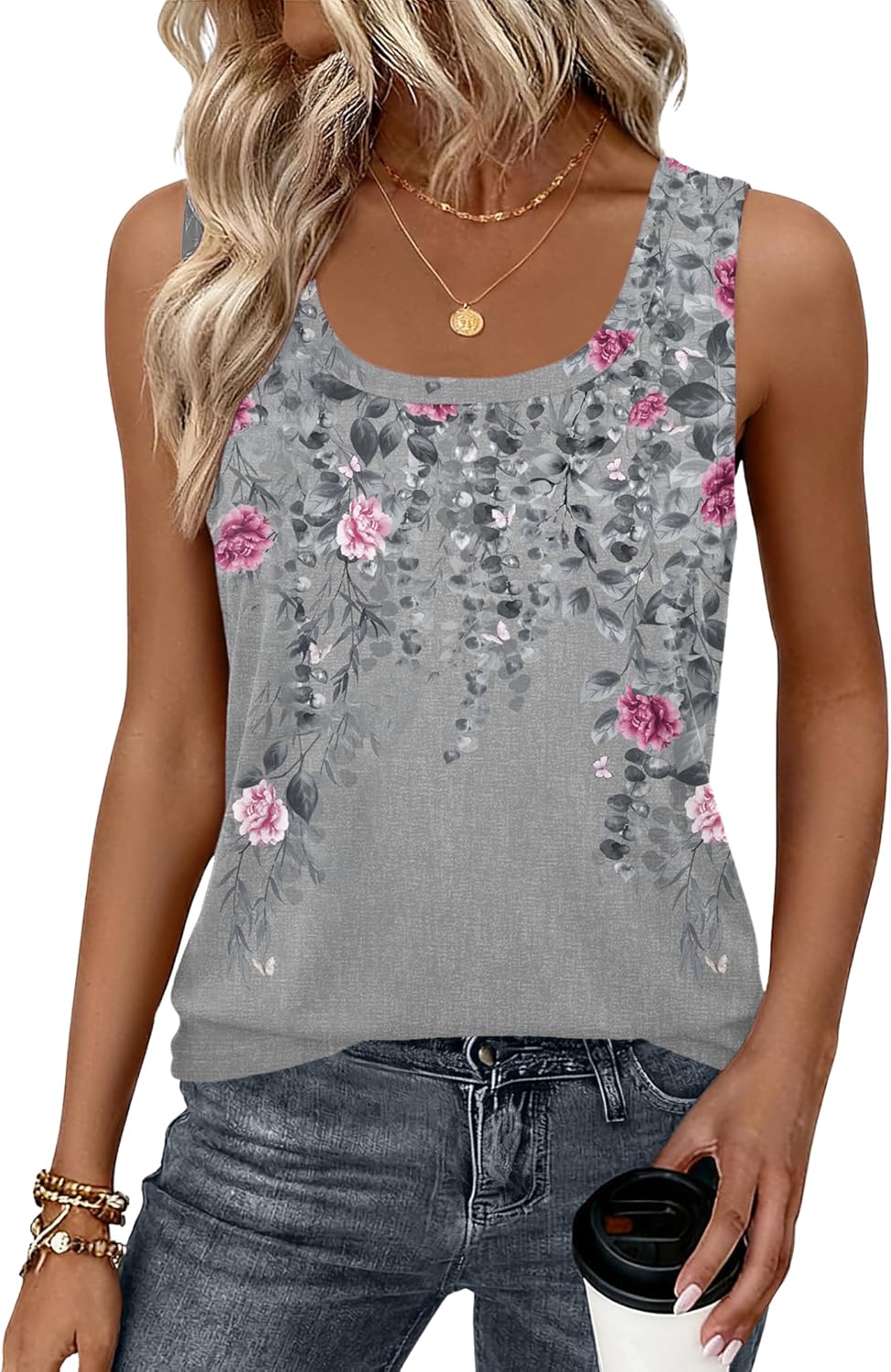 Zeagoo Tank Top for Women Summer Loose Fit Casual Flowy Sleeveless Tops Trendy Scoop Neck Basic Shirts Tee 2026