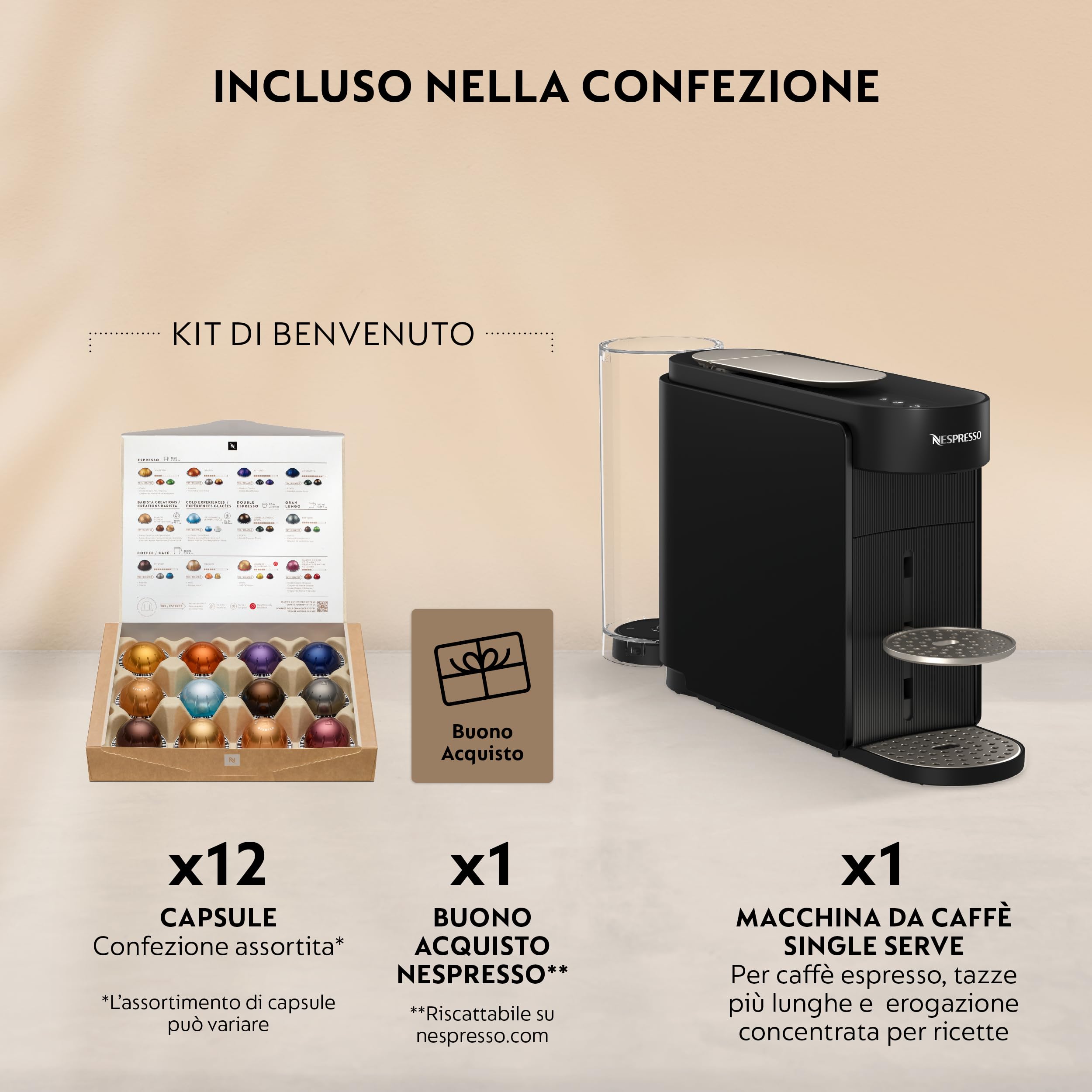 Nespresso Vertuo UP Krups XN9408K, Nuova Macchina caffè, Black, Sistema Capsule Nespresso Vertuo