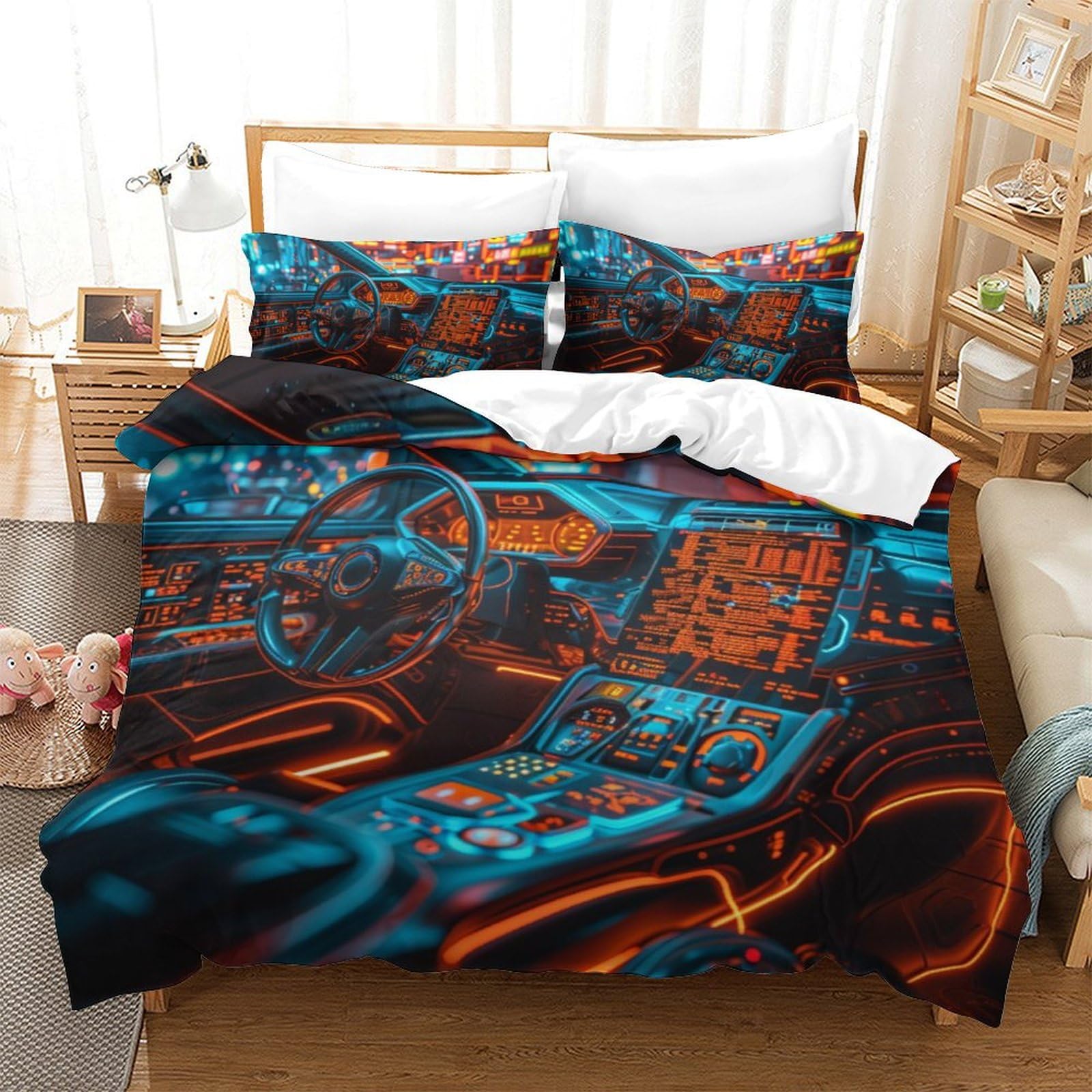 Housse de couette voiture du futur 220x240 cm pour inspirer les rêves des passionnés