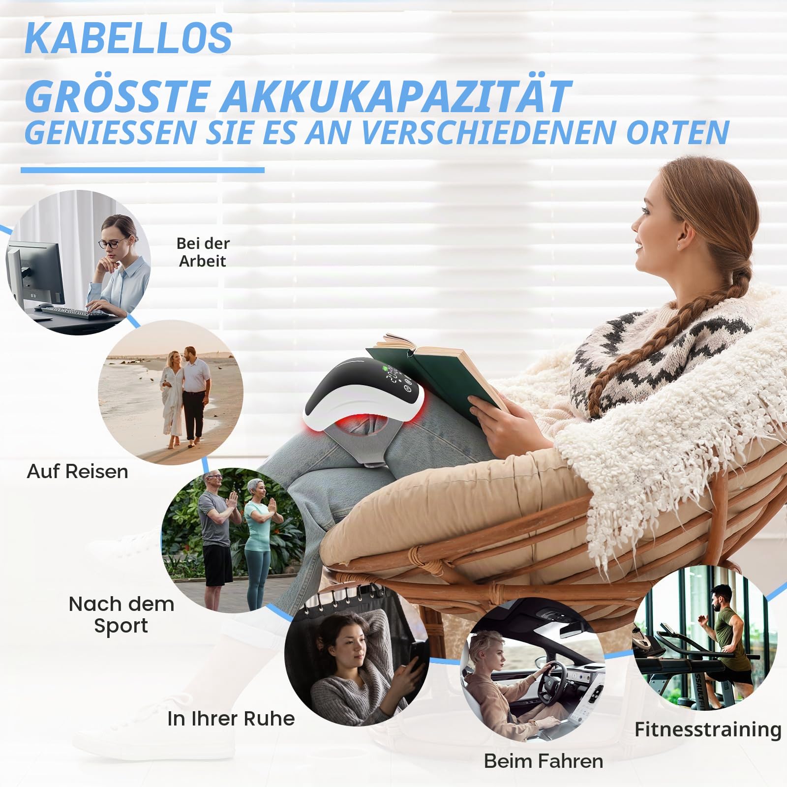 iKeener Knie Massagegerät Arthrose Schnurloses mit Wärme&Vibration,FDA Zugelassen Kalte Infrarot Lasertherapie Knieorthese,für Knieschmerzen Schwellungen Steifer,Bänder Muskelverletzungen (Weiß)