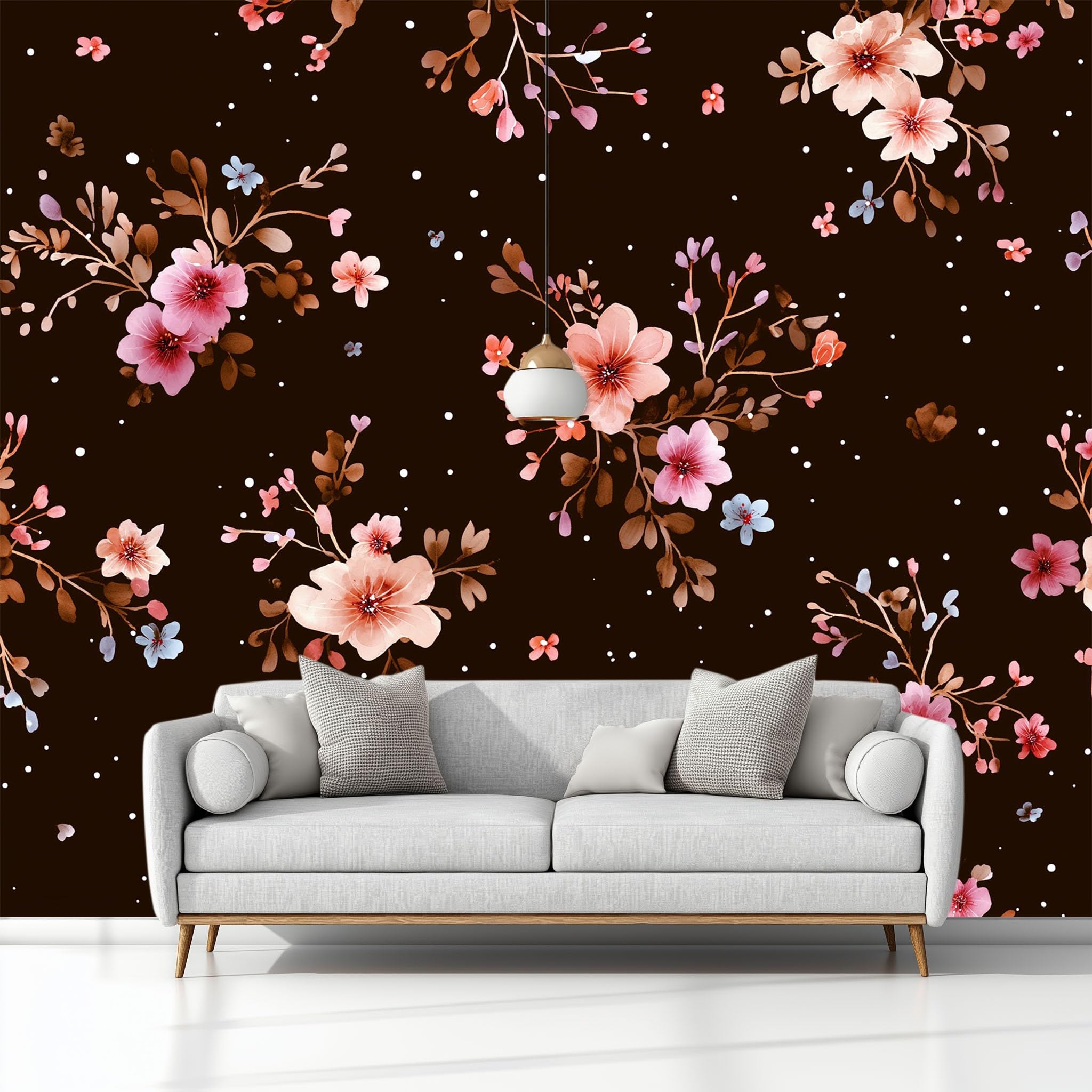 Panoramiczna tapeta w stylu vintage, kwiatowy szampański, z nadrukiem, 200 x 140 cm, czarna tapeta z włókniny z efektem 3D, dekoracja ścienna do salonu i pokoju dziecięcego, gobelin fotograficzny XL