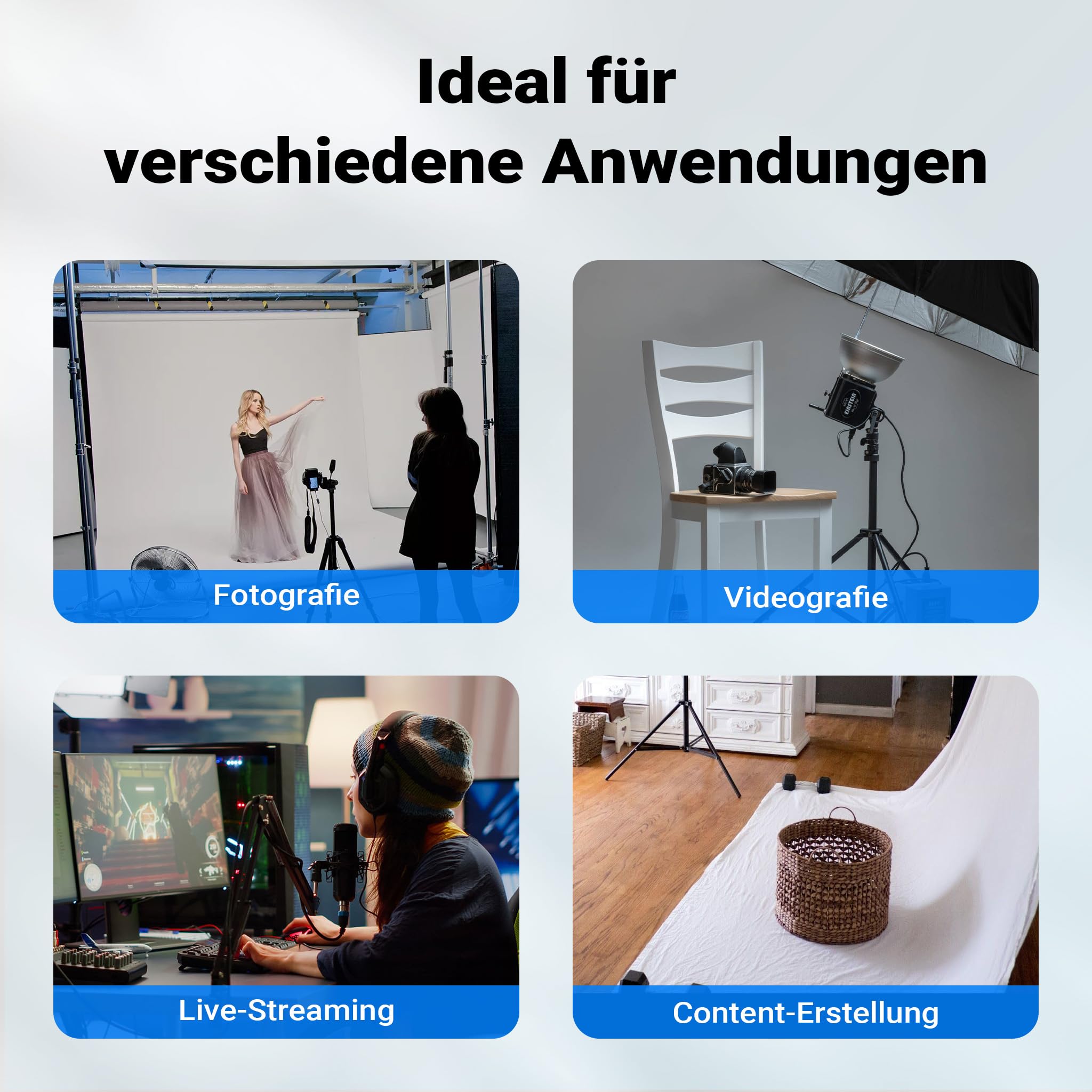 Walimex pro Parabol Reflexschirm schwarz/silberfarben Ø 165 cm + Diffusor – Lichtformer Set für Fotografie und Videografie