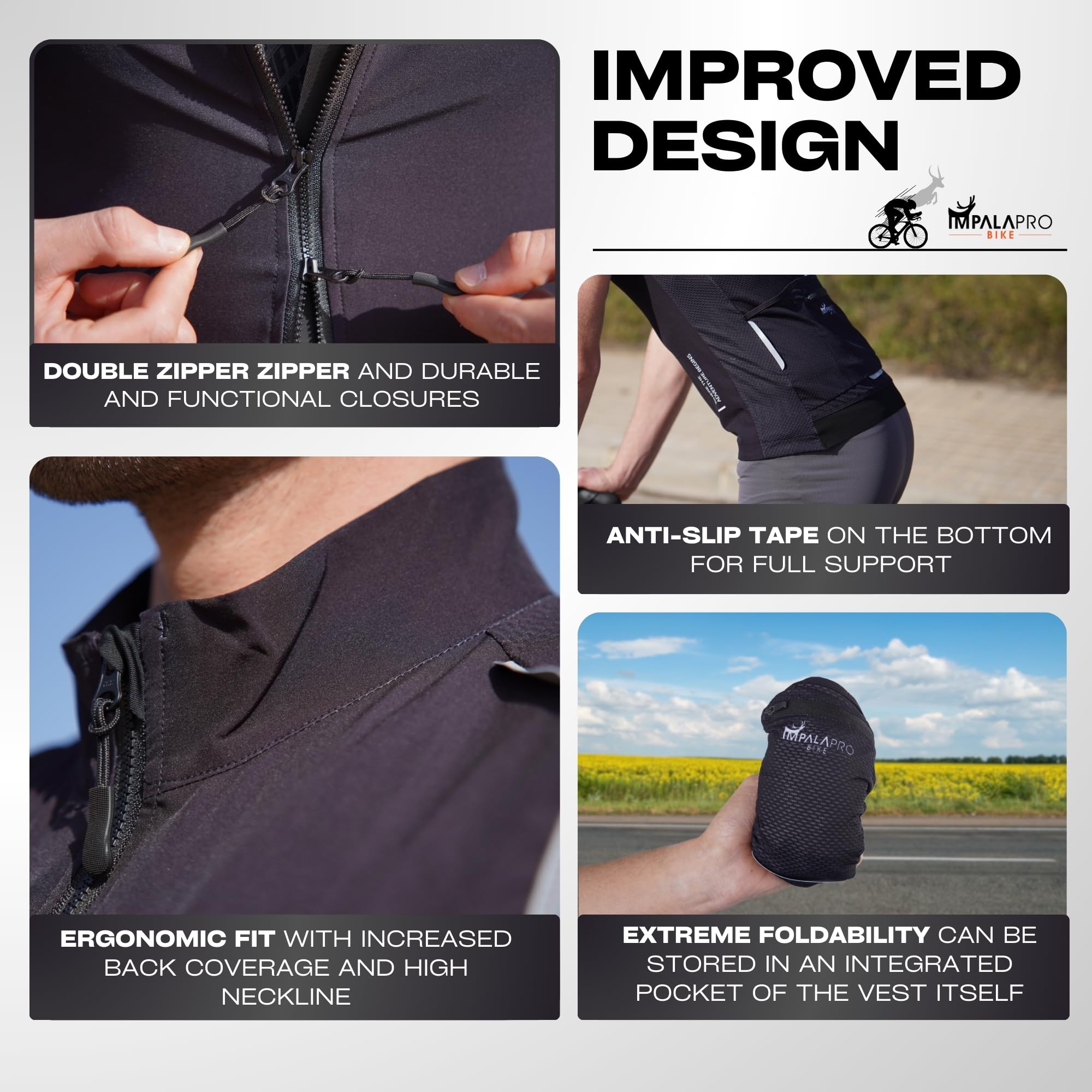 IMPALAPRO Gilet Vélo Réfléchissant – Gilet Sans Manche Coupe Vent Vélo