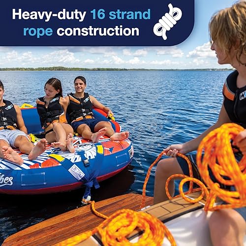 Miniatura 3 de WOW Sports - Cuerda de remolque para remolques - Accesorio imprescindible para barco - Diseño resistente de 16 hilos - 60 pies de longitud - con