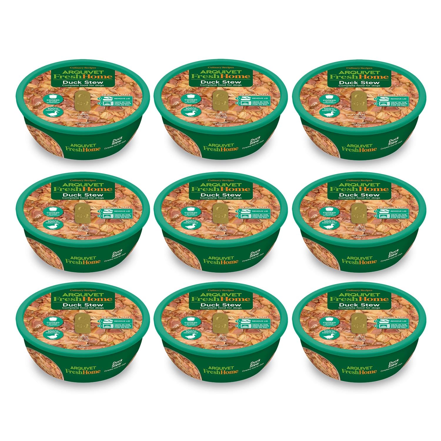 ARQUIVET PACK 9 units - FreshHome - Duck Stew - 280g - Complete wet food for dogs
