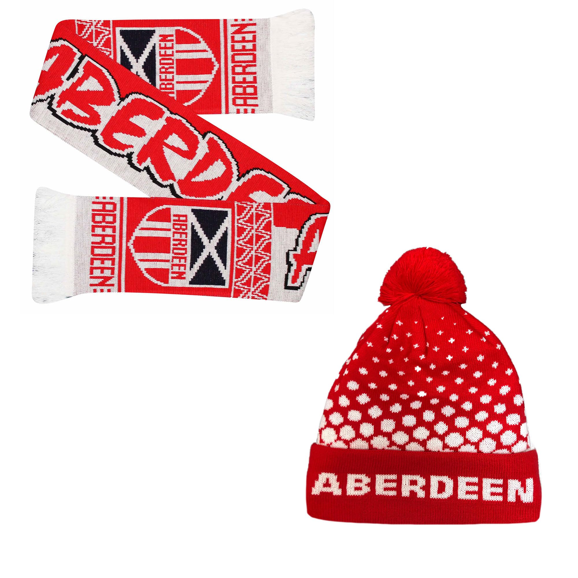 Beyond Happy Aberdeen Hat & Scarf Set - Stylish Winter Set for Aberdeen Dons Football Supporters - Ultimate Comfort and Warmth Hat and Scarf
