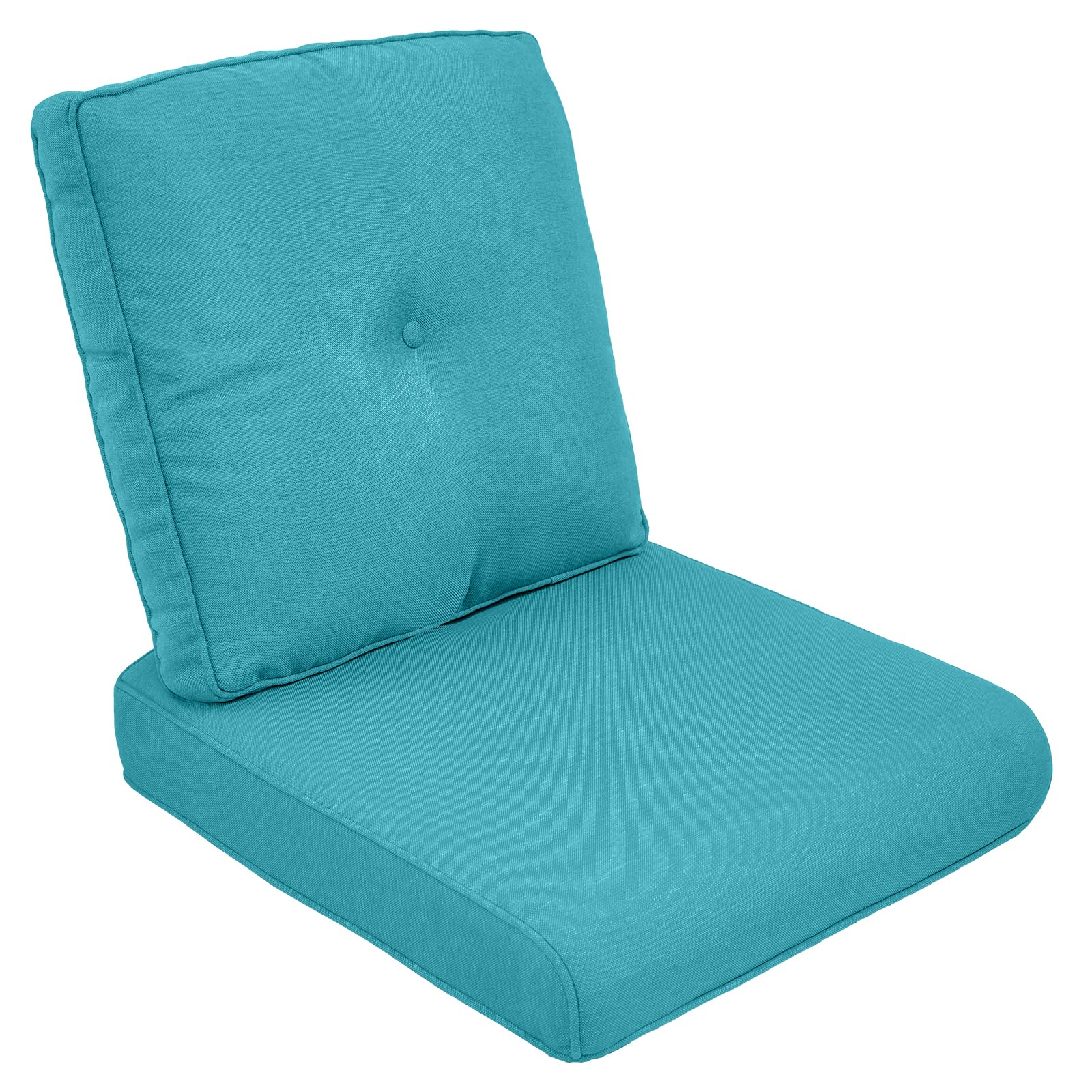 moosprr Outdoor Chair Cushion Set, 25 x 22 Deep Seat Cushion, Patio Chair Cushions for Outdoor, Include 1 Seat Cushion and 1 Back Cushion, Cyan Blue