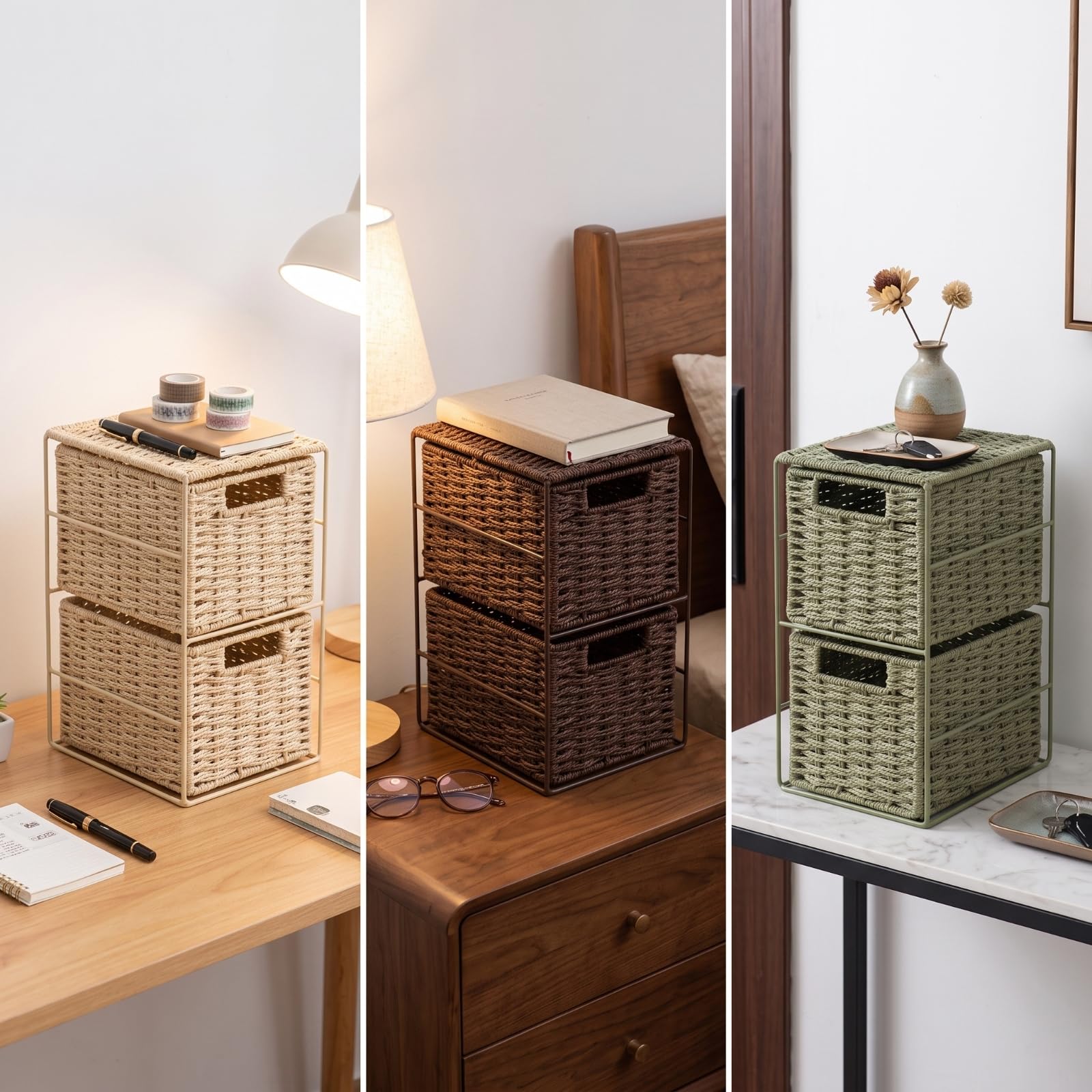 KESOTO Organizador Escritorio con Cajones Multiusos Organizador con Cajones Elegante Caja Organizadora Compartimentos para Oficina, Verde