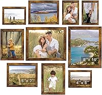 MemoriesofaLifetime 10-Piece Gallery Wall Frame Set - Multi-Size Photo Frames 8x10, 5x7, 4x6 Rustic Brown Collage Wall Decor for Family Photos