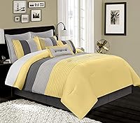 Vista 12 de Chezmoi Collection Loft - Juego de edredón de lujo a rayas de 8 piezas (tamaño matrimonial, negro/gris/blanco)