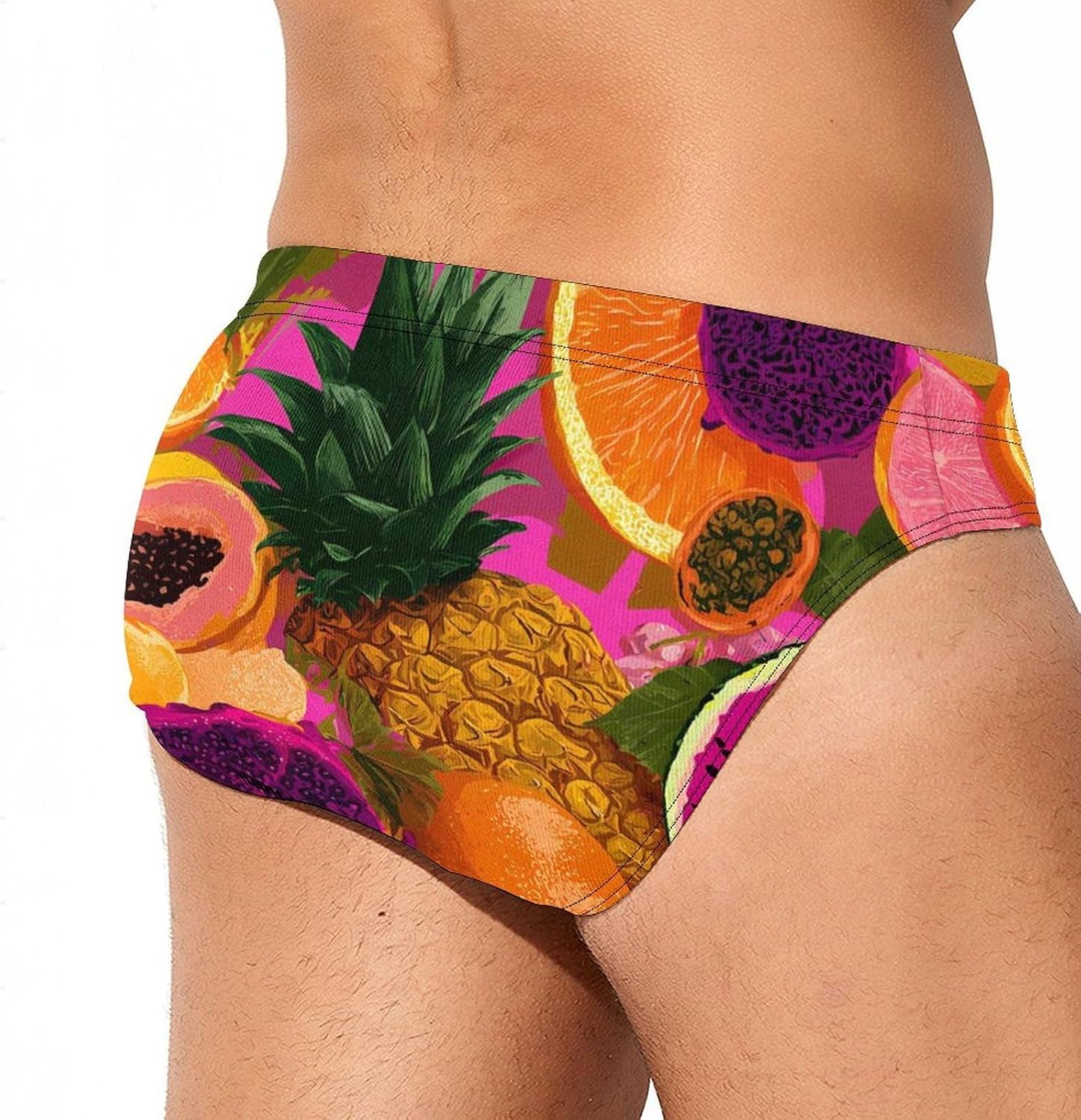 Tropical Fruits Pineapple Banana Men's Swimwear Bikini Swimming Briefs Stretchy Swimsuits Board Surf Shorts Trunks