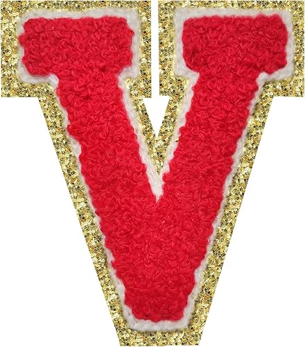 Miniatura 137 de Parches de letras termo-adhesivas de felpilla para chaquetas, parches de letras universitarias con brillantina para planchar en la letra azul A