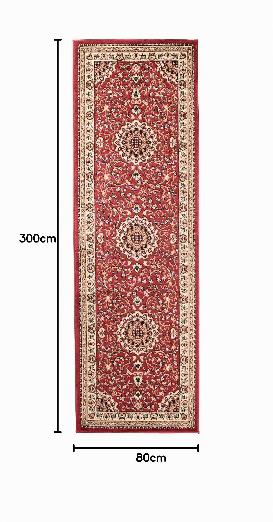 Carpeto Orientteppich Läufer Teppich Rot 80 x 300 cm Medaillon Muster Kurzflor Verona Kollektion