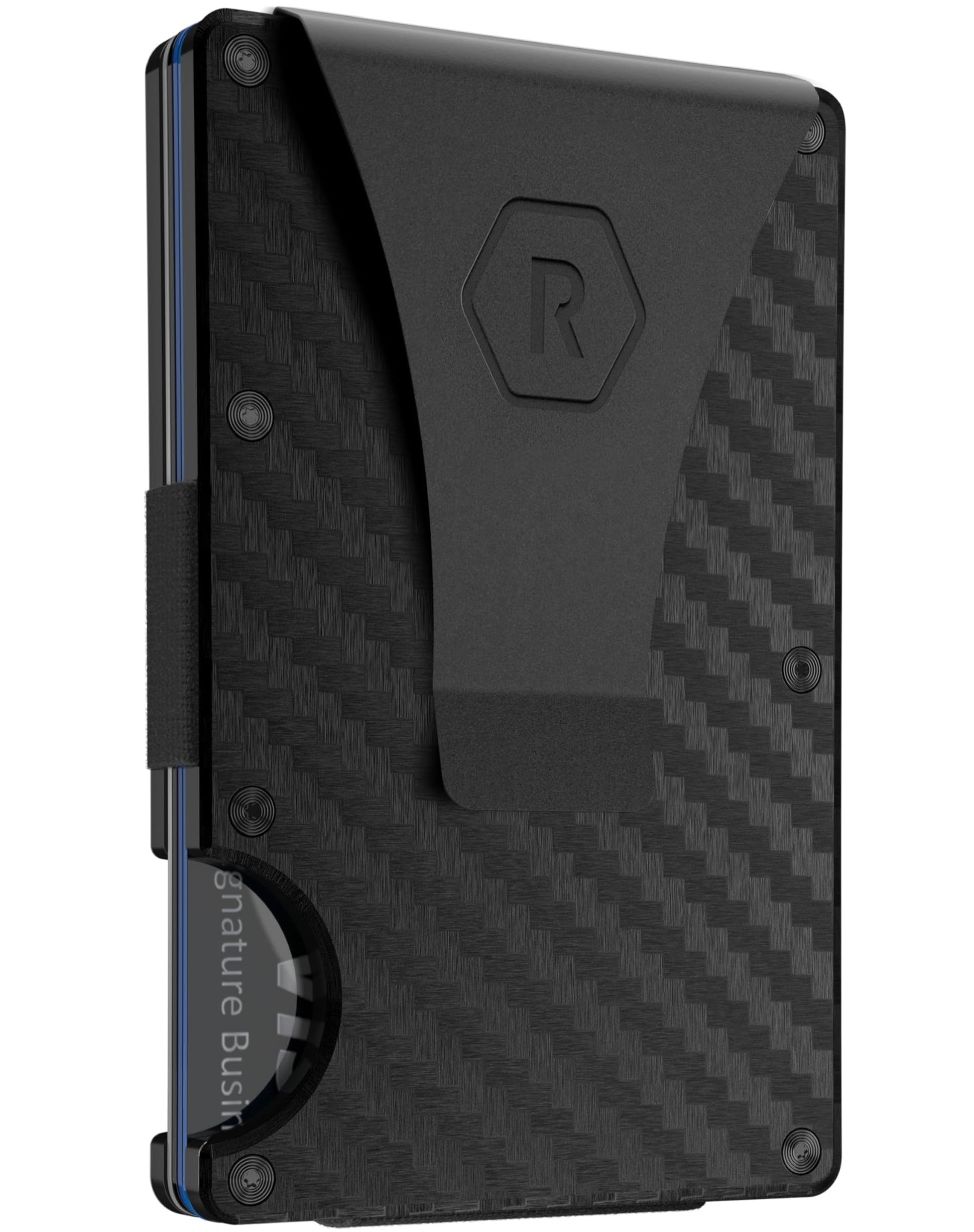 The Ridge Minimalist Slim Wallet For Men - Porta carte di credito tasca frontale con blocco RFID - Portafogli da uomo piccolo in metallo alluminio fermasoldi (titanio bruciato