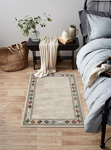 Miniatura 3 de Lahome Alfombra moderna con borde para entrada, alfombra lavable de 2 x 3 pies, ultrafina, suave, para cocina, entrada, dormitorio, antideslizante,