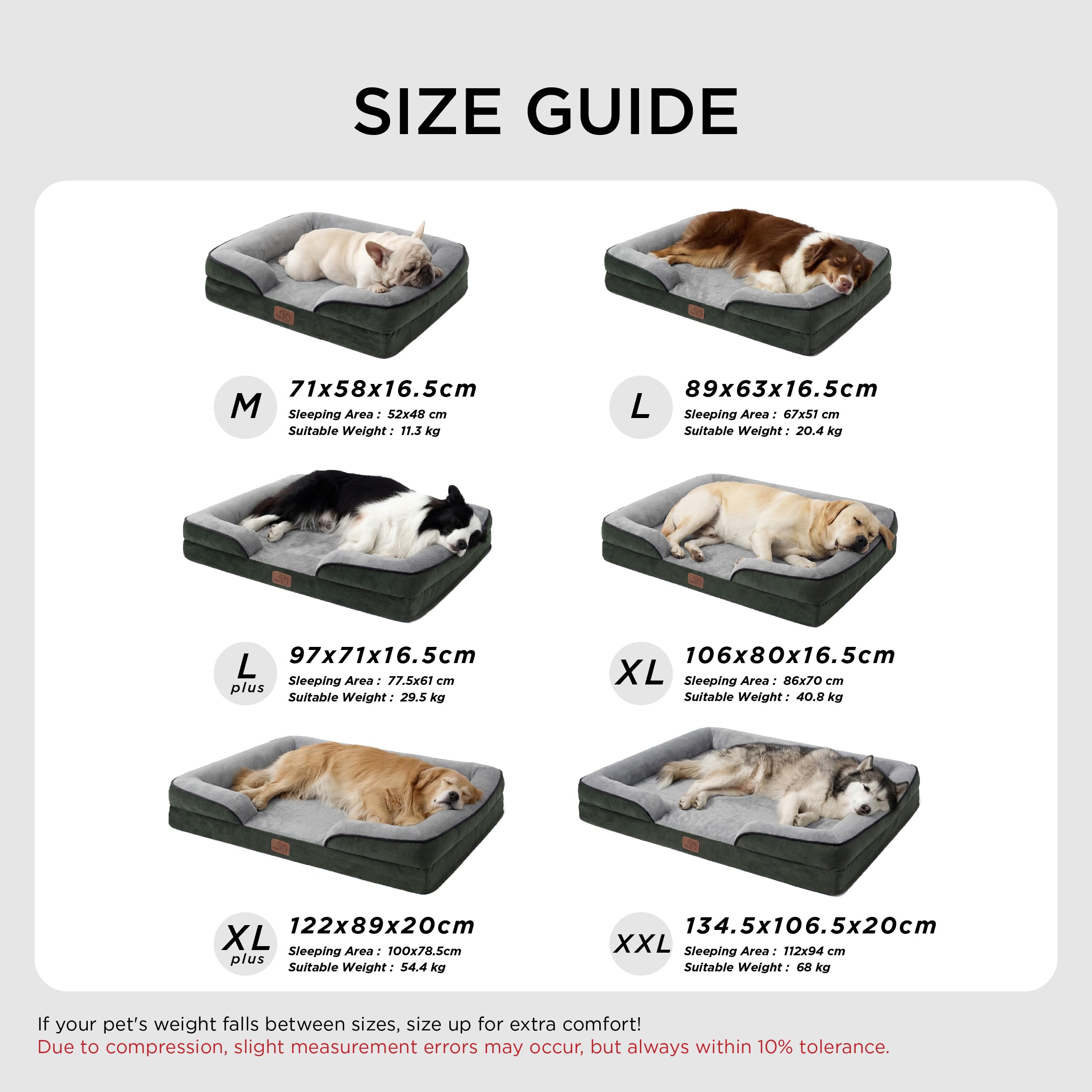 Bedsure Letto per Cani Grande 122x89x20cm - Divano per Cani Taglia Grande in Uovo Foam, Colore Verde scuro, Cuscino per Cani Sfoderabile e Lavabile