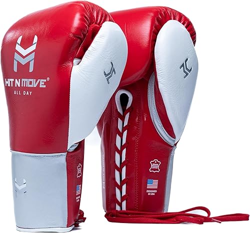 Miniatura 17 de HIT N MOVE Guantes de Boxeo All Day Pro Balance para Sparring y Saco con Cordones, Guantes de Boxeo para Hombres, Equipo de Boxeo, Guantes de Rojo